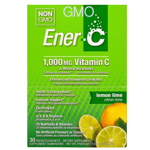 Ener-C, Vitamin C, Effervescent Powdered Drink Mix, Lemon Lime, 30 Packets, 10.1 oz. (285.6 g) فوائد