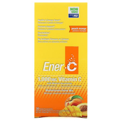 Ener-C, Vitamin C, Multivitamin Drink Mix, Peach Mango, 30 Packets, 10.2 oz (289.2 g) فوائد