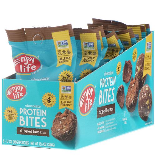 Enjoy Life Foods, Chocolate Protein Bites, Dipped Banana, 8 Pouches, 1.7 oz (48 g) Each فوائد