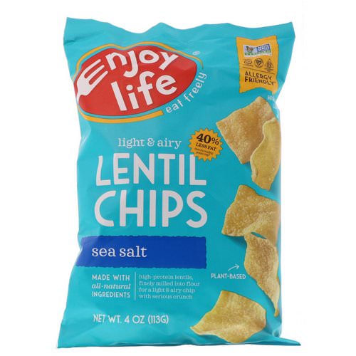 Enjoy Life Foods, Light & Airy Lentil Chips, Sea Salt, 4 oz (113 g) فوائد