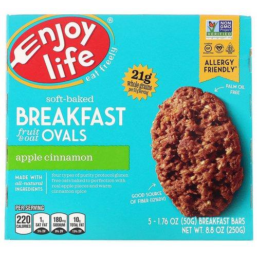 Enjoy Life Foods, Soft-Baked Breakfast Fruit & Oat Ovals, Apple Cinnamon, 5 Bars, 1.76 oz (50 g) Each فوائد