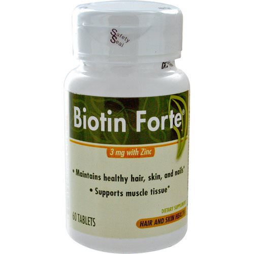 Enzymatic Therapy, Biotin Forte, 3 mg with Zinc, 60 Tablets فوائد