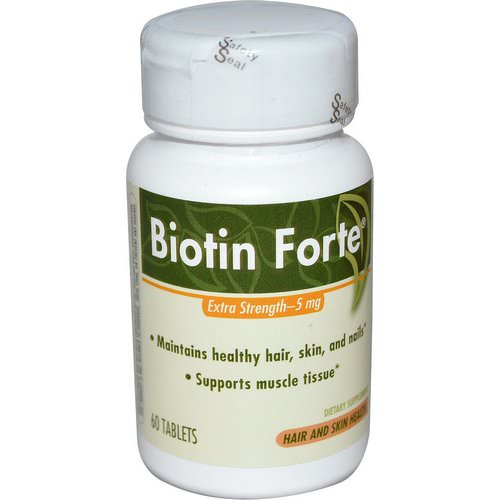 Enzymatic Therapy, Biotin Forte, Extra Strength, 5 mg, 60 Tablets فوائد