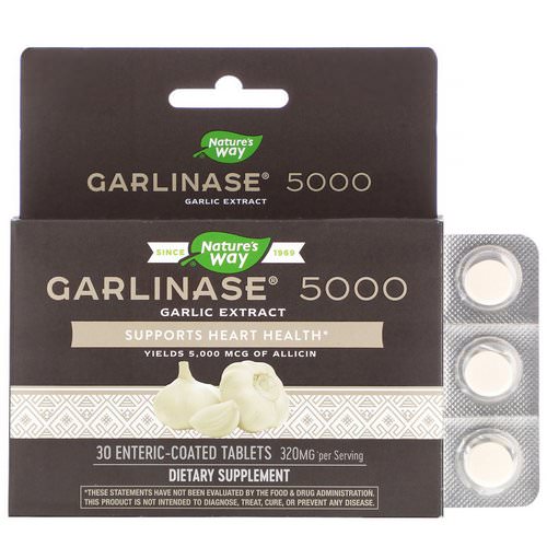 Nature's Way, Garlinase 5000, 30 Enteric-Coated Tablets فوائد