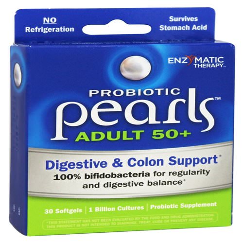 Enzymatic Therapy, Probiotic Pearls Adult 50+, 30 Softgels فوائد