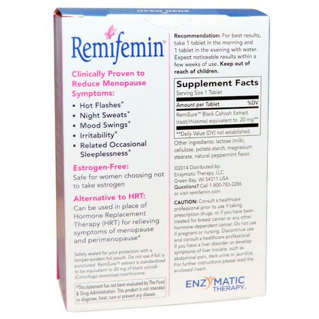 Enzymatic Therapy, Remifemin, Menopause Relief, 120 Tablets:دعم الهرم,نات النسائية, حمام