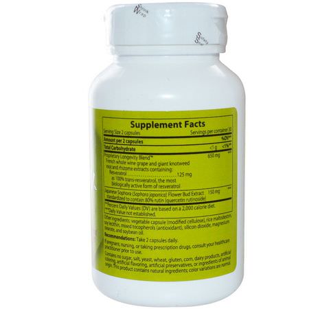 Enzymatic Therapy, Resveratrol~Forte, 125 mg, 60 Veggie Caps:ريسفيراتر,ل, مضادات الأكسدة