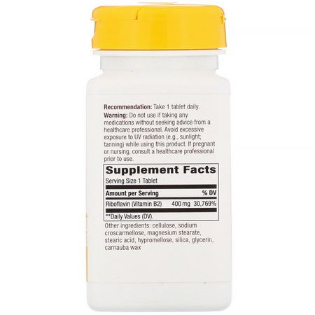 Nature's Way, Riboflavin Vitamin B2, 400 mg, 30 Tablets:فيتامين ب, الفيتامينات