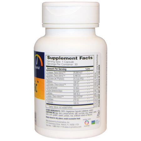 Enzymedica, Digest Basic, Essential Enzyme Formula, 30 Capsules:إنزيمات الهضم, الهضم