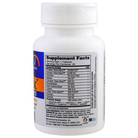 Enzymedica, Digest Basic + Probiotics, 30 Capsules:البر,بي,تيك, الإنزيمات الهاضمة