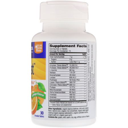 Enzymedica, Digest, Complete Digestion Formula, Orange Flavor, 30 Chewable Tablets:سخام, غاز