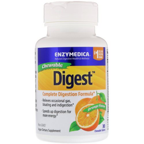 Enzymedica, Digest, Complete Digestion Formula, Orange Flavor, 30 Chewable Tablets فوائد
