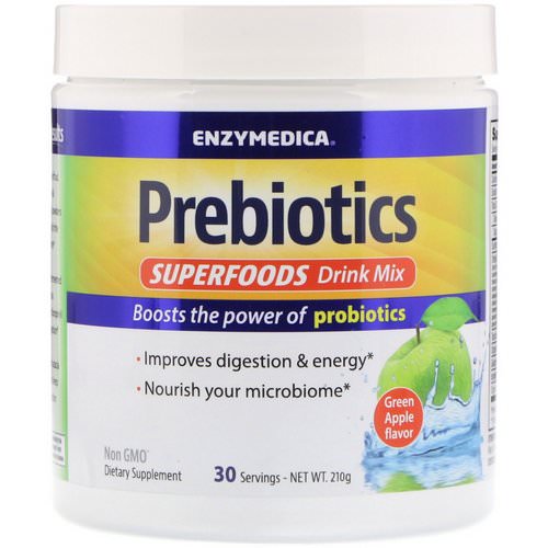 Enzymedica, Prebiotics Superfoods Drink Mix, Green Apple Flavor, 210 g فوائد
