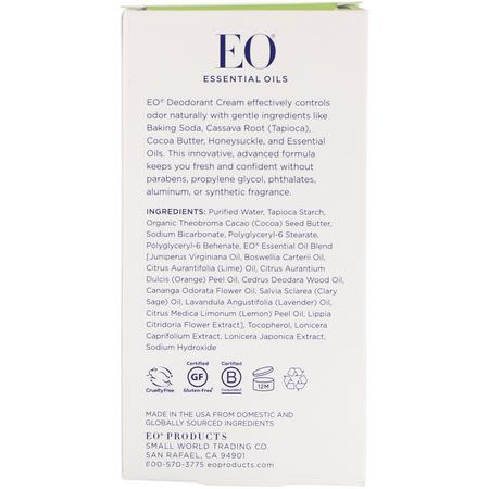 EO Products, Deodorant Cream, Citrus Sage, 1.8 oz (53 g):مزيل العرق, الحمام