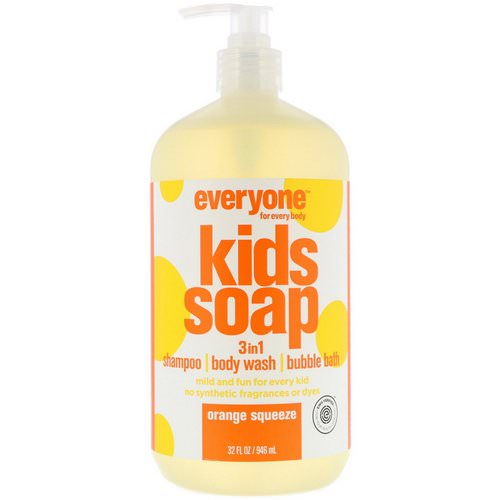 EO Products, Everyone for Every Body, Kids Soap, 3 in 1, Orange Squeeze, 32 fl oz (946 ml) فوائد