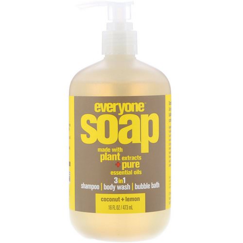 EO Products, Everyone Soap, 3 in 1, Coconut + Lemon, 16 fl oz (473 ml) فوائد