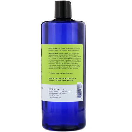EO Products, Hand Soap Refill, Peppermint & Tea Tree, Sulfate-Free, 32 fl oz (946 ml):عب,ة صاب,ن اليد, الدش