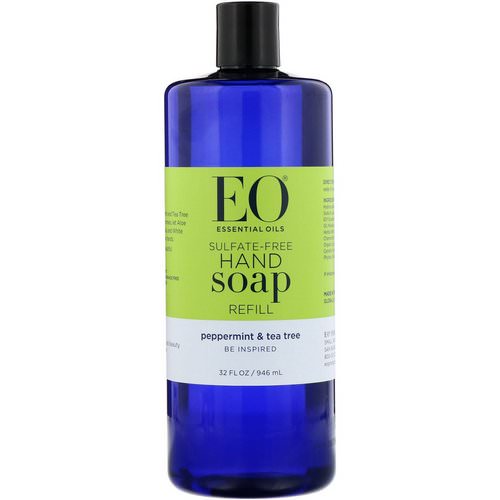 EO Products, Hand Soap Refill, Peppermint & Tea Tree, Sulfate-Free, 32 fl oz (946 ml) فوائد