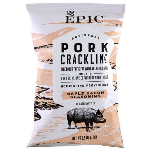 Epic Bar, Artisanal Pork Crackling, Maple Bacon Seasoning, 2.5 oz (70 g) فوائد