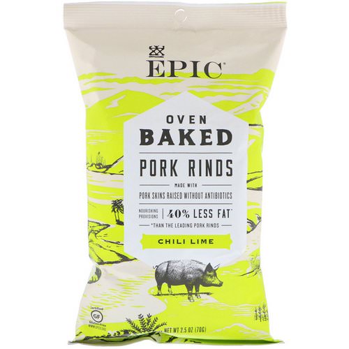 Epic Bar, Oven Baked, Pork Rinds, Chili Lime, 2.5 oz (70 g) فوائد