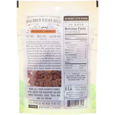 Epic Bar, Uncured Bacon Bits, Hickory Smoked, 3 oz (85 g):اللح,م ,جبات خفيفة, متشنج