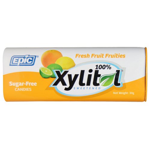 Epic Dental, 100% Xylitol Sweetened, Fresh Fruit Fruities, Candies, Sugar-Free, 30 g فوائد