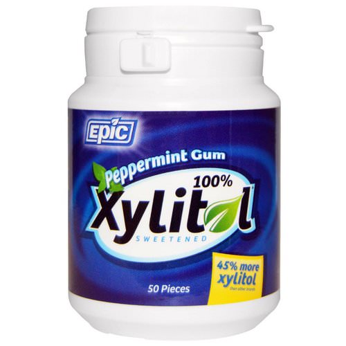 Epic Dental, 100% Xylitol Sweetened, Peppermint Gum, 50 Pieces فوائد
