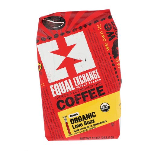 Equal Exchange, Organic, Coffee, Love Buzz, Ground, 10 oz (283.5 g) فوائد