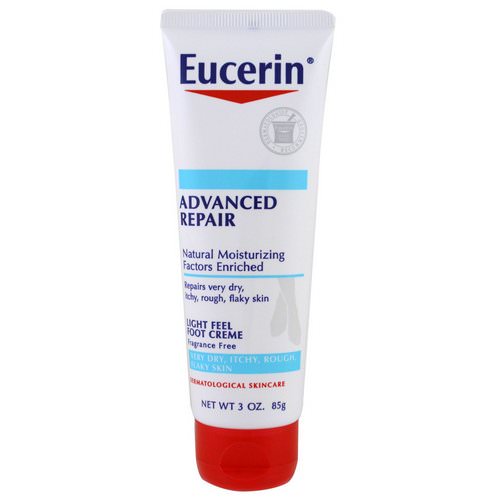 Eucerin, Advanced Repair, Light Feel Foot Creme, Fragrance Free, 3 oz (85 g) فوائد