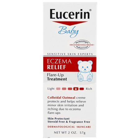 Eucerin, Baby, Eczema Relief, Flare Up Treatment, Fragrance Free, 2 oz (57 g):الأكزيما, علاج الجلد