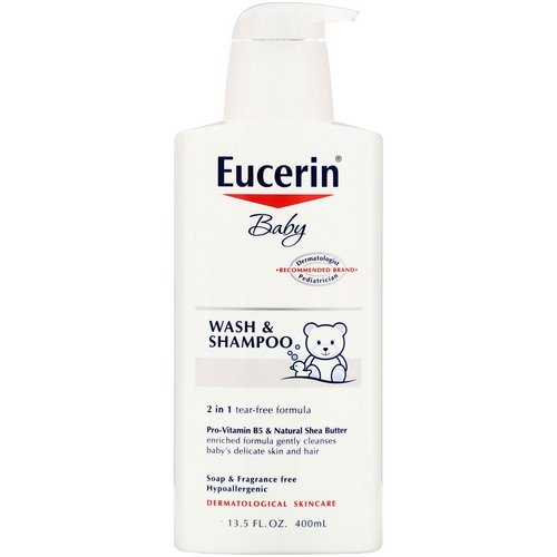 Eucerin, Baby, Wash & Shampoo, Fragrance Free, 13.5 fl oz (400 ml) فوائد