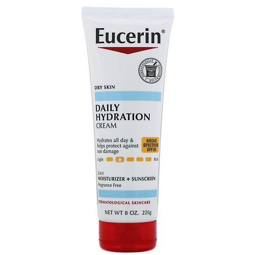 Eucerin, Daily Hydration Cream, 2 in 1 Moisturizer + Sunscreen, SPF 30, Fragrance Free, 8 oz (226 g) فوائد