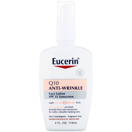 Eucerin, Q10 Anti-Wrinkle Sensitive Skin Lotion, SPF 15 Sunscreen, 4 fl oz (118 ml) فوائد