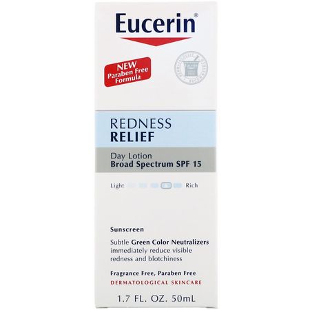 Eucerin, Redness Relief, Daily Perfecting Lotion SPF 15, Fragrance Free, 1.7 fl oz (50 ml):الكريمات, مرطبات ال,جه