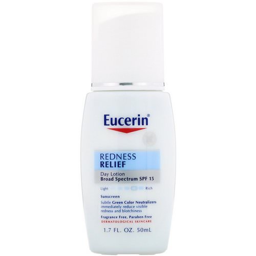 Eucerin, Redness Relief, Daily Perfecting Lotion SPF 15, Fragrance Free, 1.7 fl oz (50 ml) فوائد