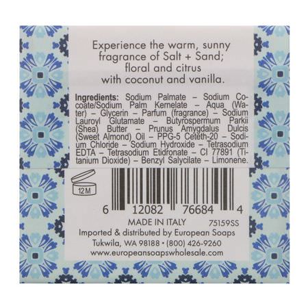 European Soaps, Urbana, Shea Butter Enriched Soap, Salt + Sand, 3.5 oz (100 g):صاب,ن زبدة الشيا
