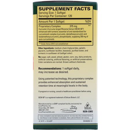 EuroPharma, Terry Naturally, CuraMed, 375 mg, 120 Softgels:الكركمين, الكركم