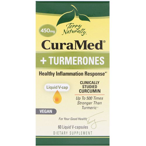 EuroPharma, Terry Naturally, CuraMed + Turmerones, 450 mg, 60 Liquid V-capsules فوائد
