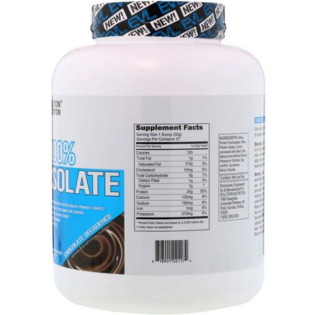 EVLution Nutrition, 100% Isolate, Chocolate Decadence, 4 lb (1814 g):بر,تين مصل اللبن, التغذية الرياضية
