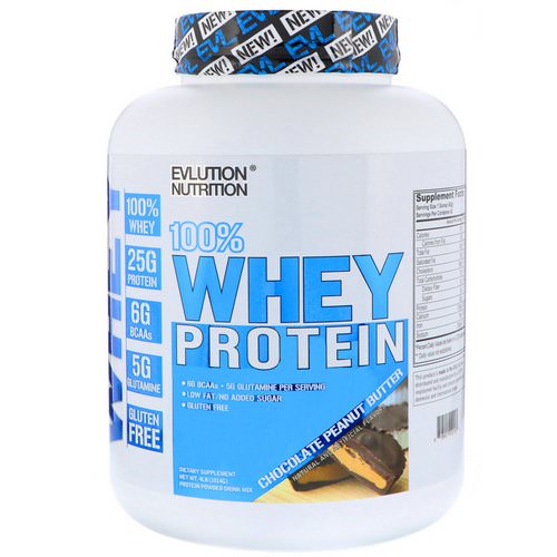 EVLution Nutrition, 100% Whey Protein, Chocolate Peanut Butter, 4 lb (1814 g) فوائد