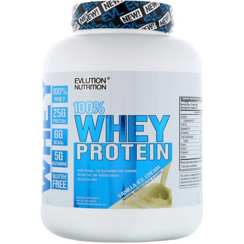 EVLution Nutrition, 100% Whey Protein, Vanilla Ice Cream, 4 lb (1814 g) فوائد
