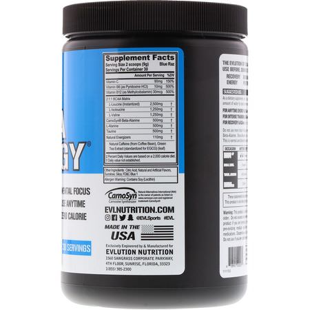 EVLution Nutrition, BCAA Energy, Blue Raz, 9.5 oz (270 g):BCAA,الأحماض الأمينية