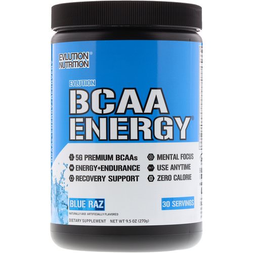 EVLution Nutrition, BCAA Energy, Blue Raz, 9.5 oz (270 g) فوائد