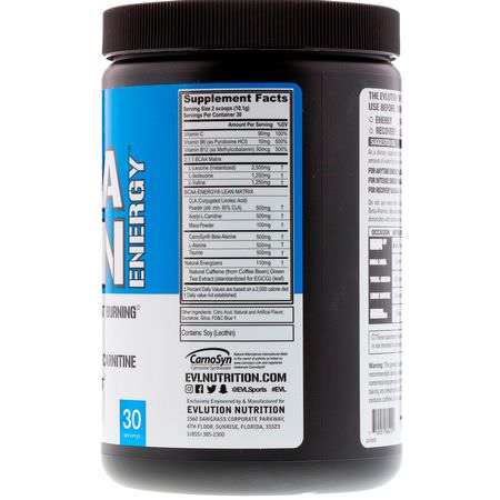 EVLution Nutrition, BCAA Lean Energy, Blue Raz, 11.2 oz (318 g):BCAA,الأحماض الأمينية
