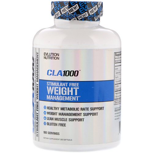 EVLution Nutrition, CLA 1000, Stimulant Free Weight Management, 180 Softgels فوائد