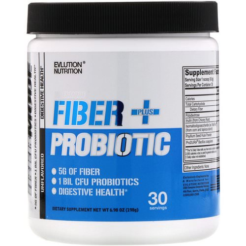 EVLution Nutrition, FiberMode, Fiber + Probiotics, Unflavored, 6.98 oz (198 g) فوائد