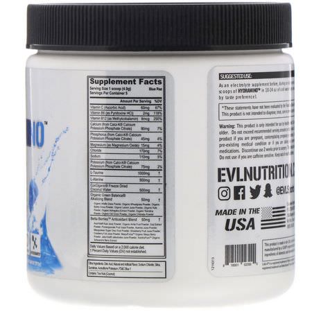 EVLution Nutrition, Hydramino, Blue Raz, 0.86 oz (24.5 g):أكسيد النيتريك, ملاحق ما قبل التمرين