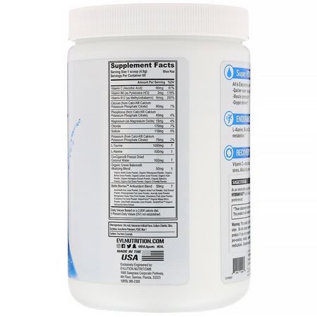 EVLution Nutrition, Hydramino, Blue Raz, 10.4 oz (294 g):المنحلات بالكهرباء, الترطيب