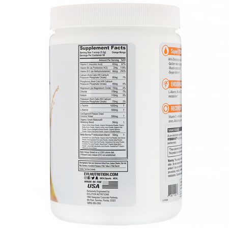 EVLution Nutrition, Hydramino, Orange Mango, 11 oz (312 g):المنحلات بالكهرباء, الترطيب