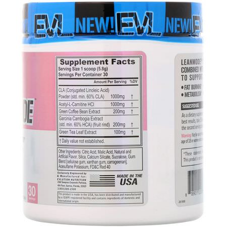 EVLution Nutrition, LeanMode, Pink Lemonade, 6.1 oz (174 g):حمض اللين,ليك المتحد CLA,حرق الده,ن